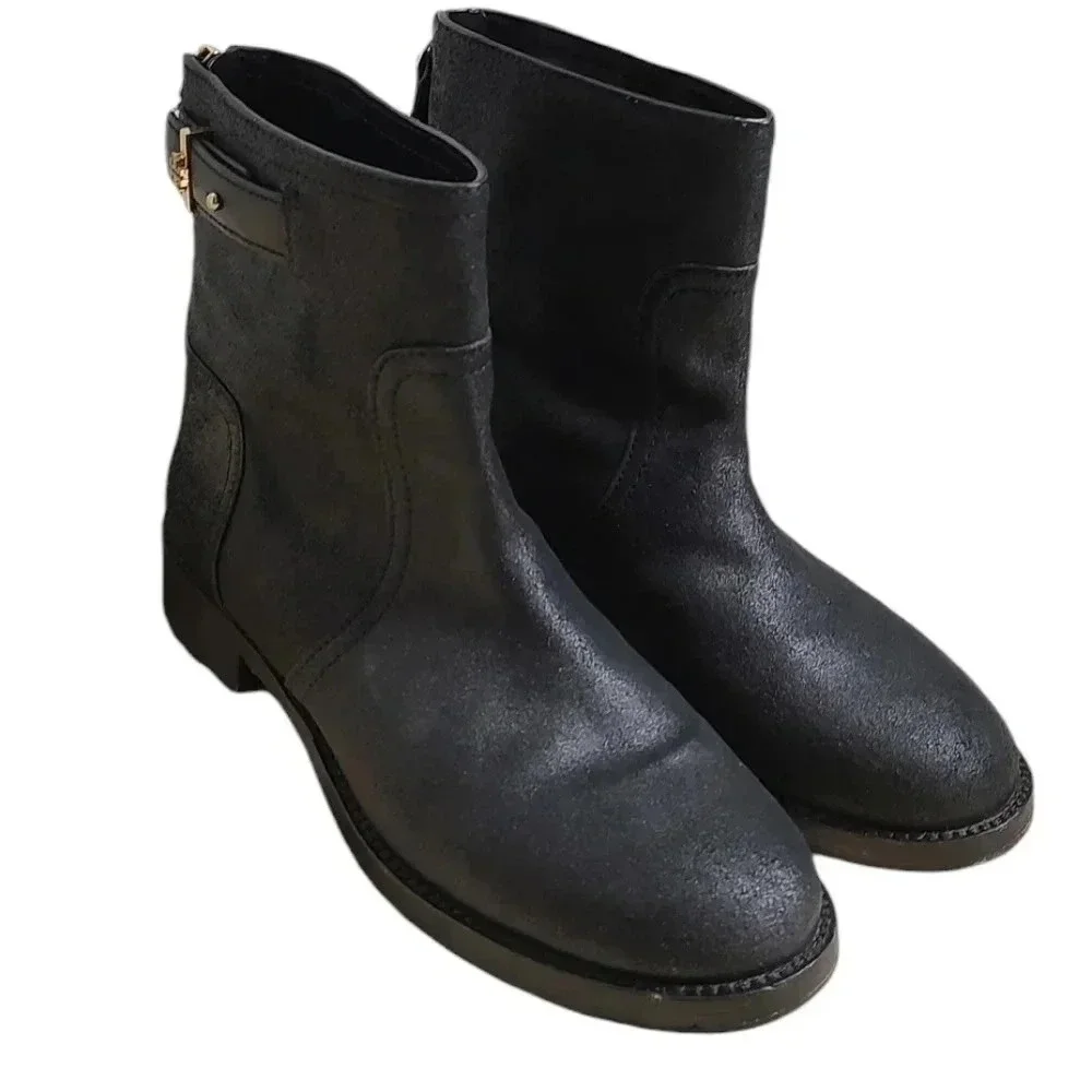 Tory Burch Selena Black Leather Ankle Boots 9